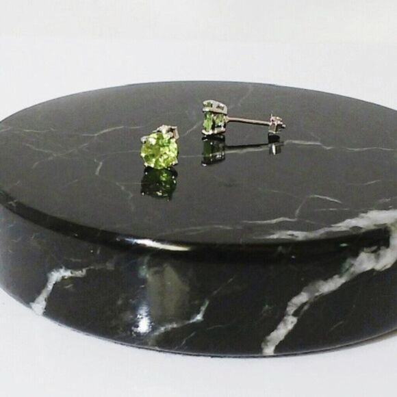 Peridot 1.5 cttw 6 mm Earrings Round Post Sterling Silver - Picture 3 of 3